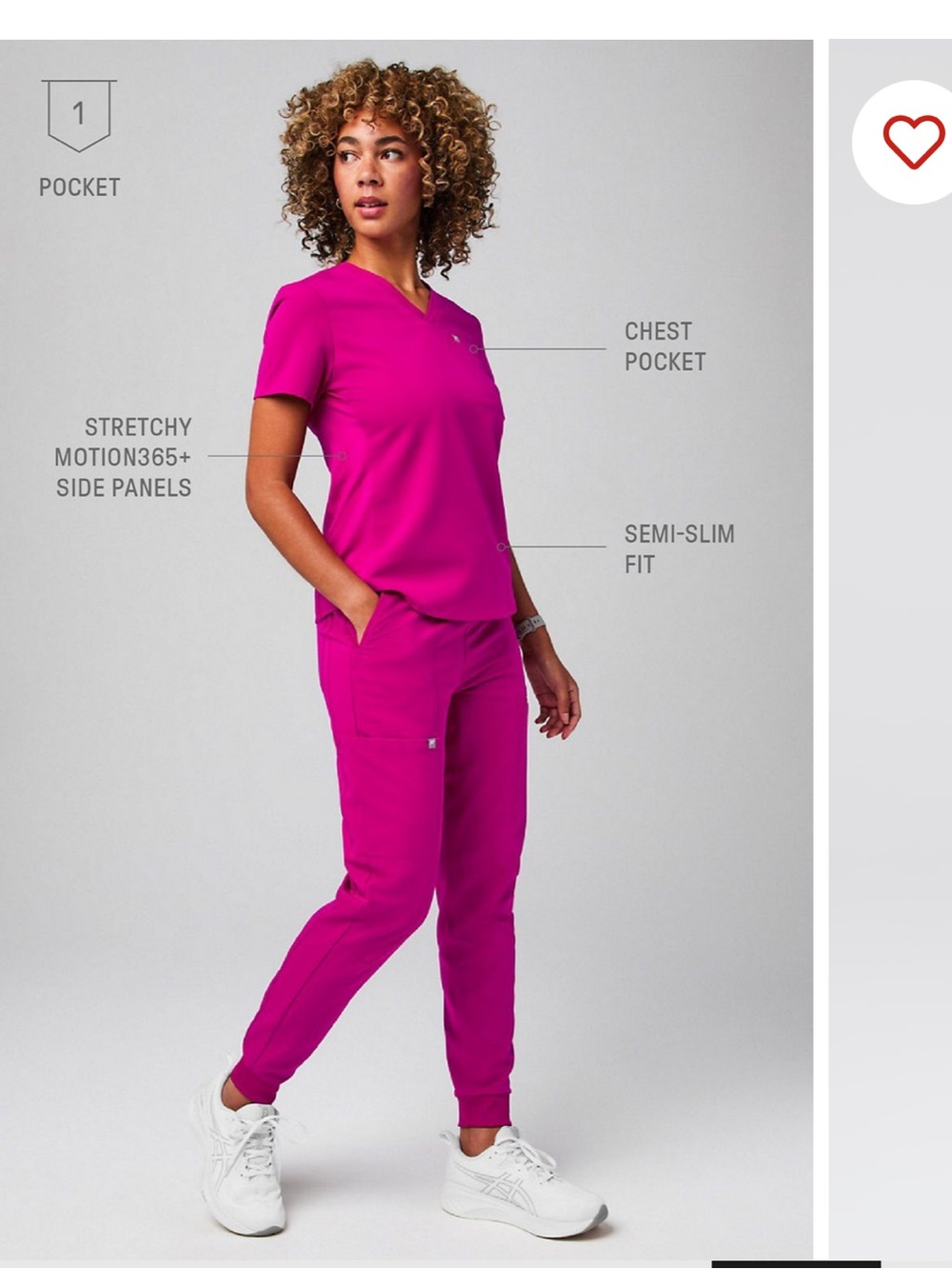 Women’s Fabletics Scrub Medium Top, Large Bottoms - Fuchsia